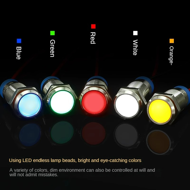 Waterproof 6 8 10 12mm Led Metal Indicator Signal Lamp Convex Pilot Light 6V 12V 24V IP65 16mm Mounting Hole Equipment Panel