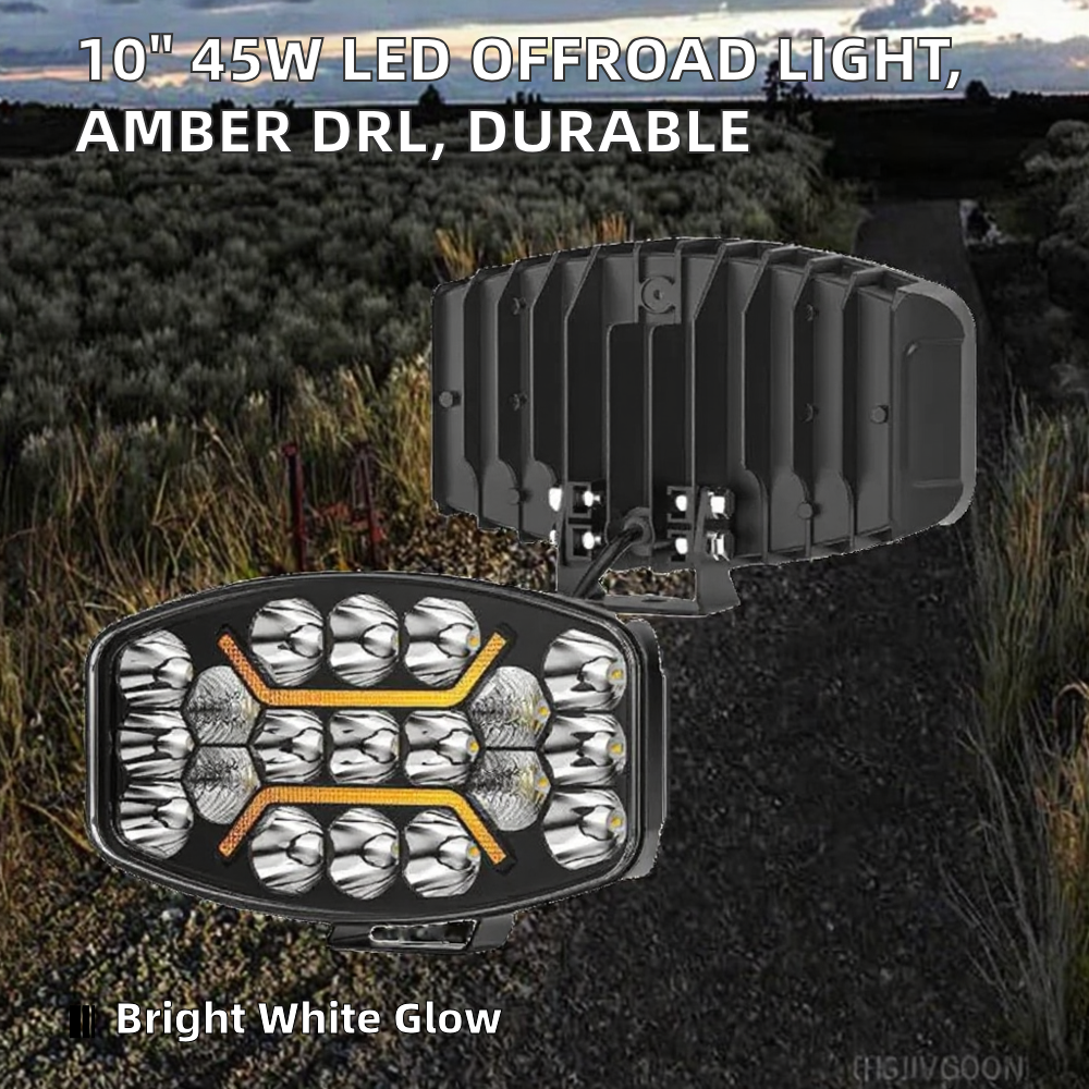 BONSEN Heavy Duty 10 Inch 45W 9-80V DC Road LED Work Driving Light Cool White Position DRL Combo Beam Offroad Truck SUV