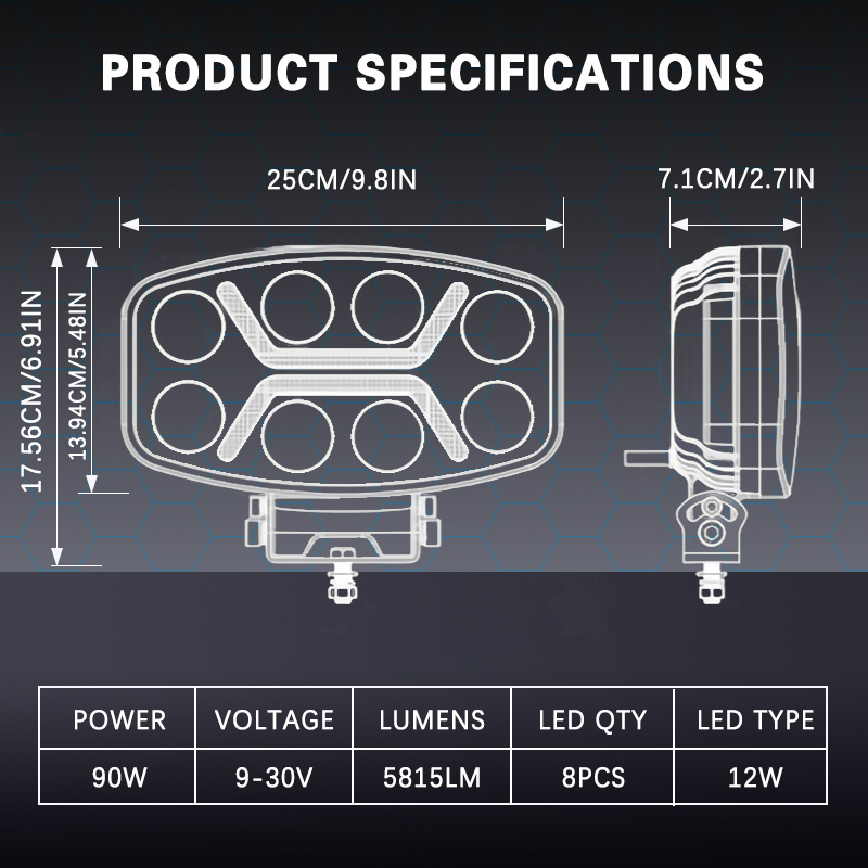 Wholesale 12V 24V Heavy Duty Truck extra Headlamp Offroad 10 Inch 90W LED Work Driving Light for Jeep UTV Boat Bus
