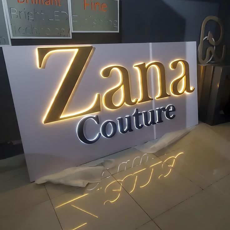 3D LED Backlit Logo Sign Metal Signboard Custom Logo Business Name Sign Led Signs For Business Outdoor Company Office Wall Decor