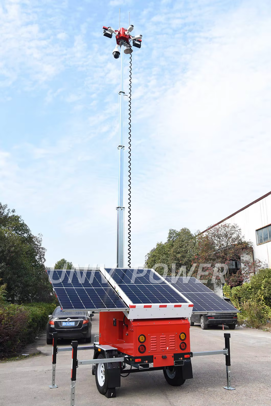 Advanced Fully Integrated 2026 Mobile Solar CCTV Light Tower System for Construction Application