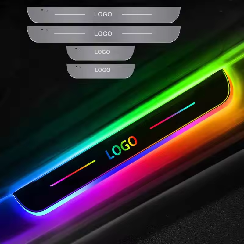 Custom Logo Wireless Dynamic LED Welcome Pedal Car Scuff Plate Pedal Light