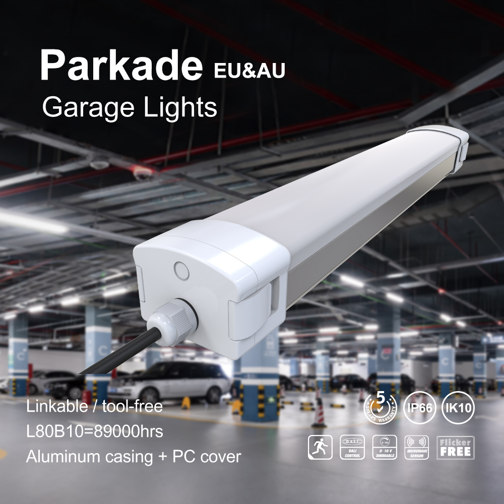 Vapor Proof Tight Fixture IP65 Led Waterproof Led Triproof Light Parking Garage IP65 IK09 2ft/4ft/5ft 6000k Dust Damproof