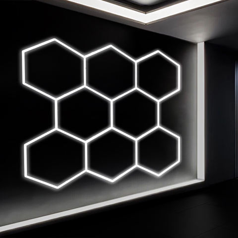 Hexagonal Honeycomb Automotive LED Working Lights 220V Linkable Car Showroom Beauty Station Care Workshop Lamp Detailing Lights