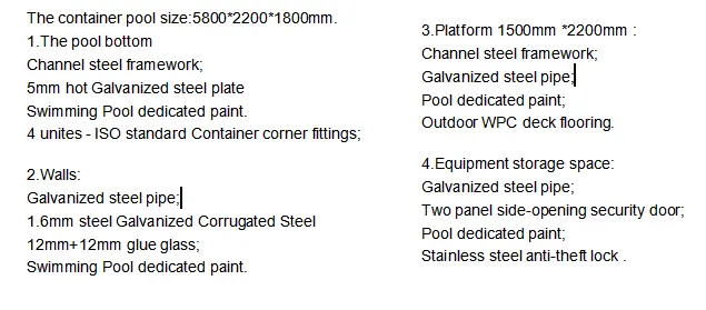 Fiberglass Container Swimming Pool