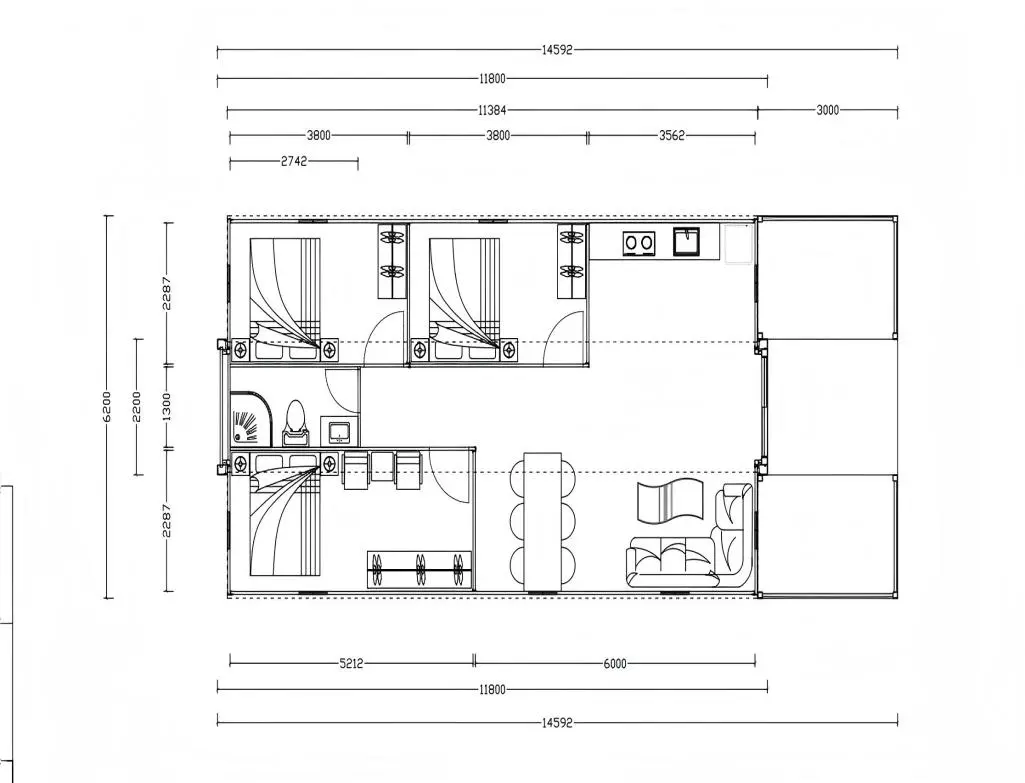 40FT expandable house Floor plan
