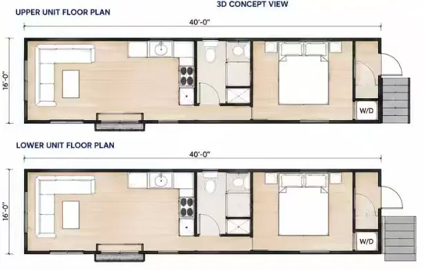 2x40HQ two storey Floor Plan
