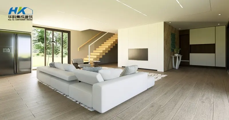 Airy modern atmosphere inside container home