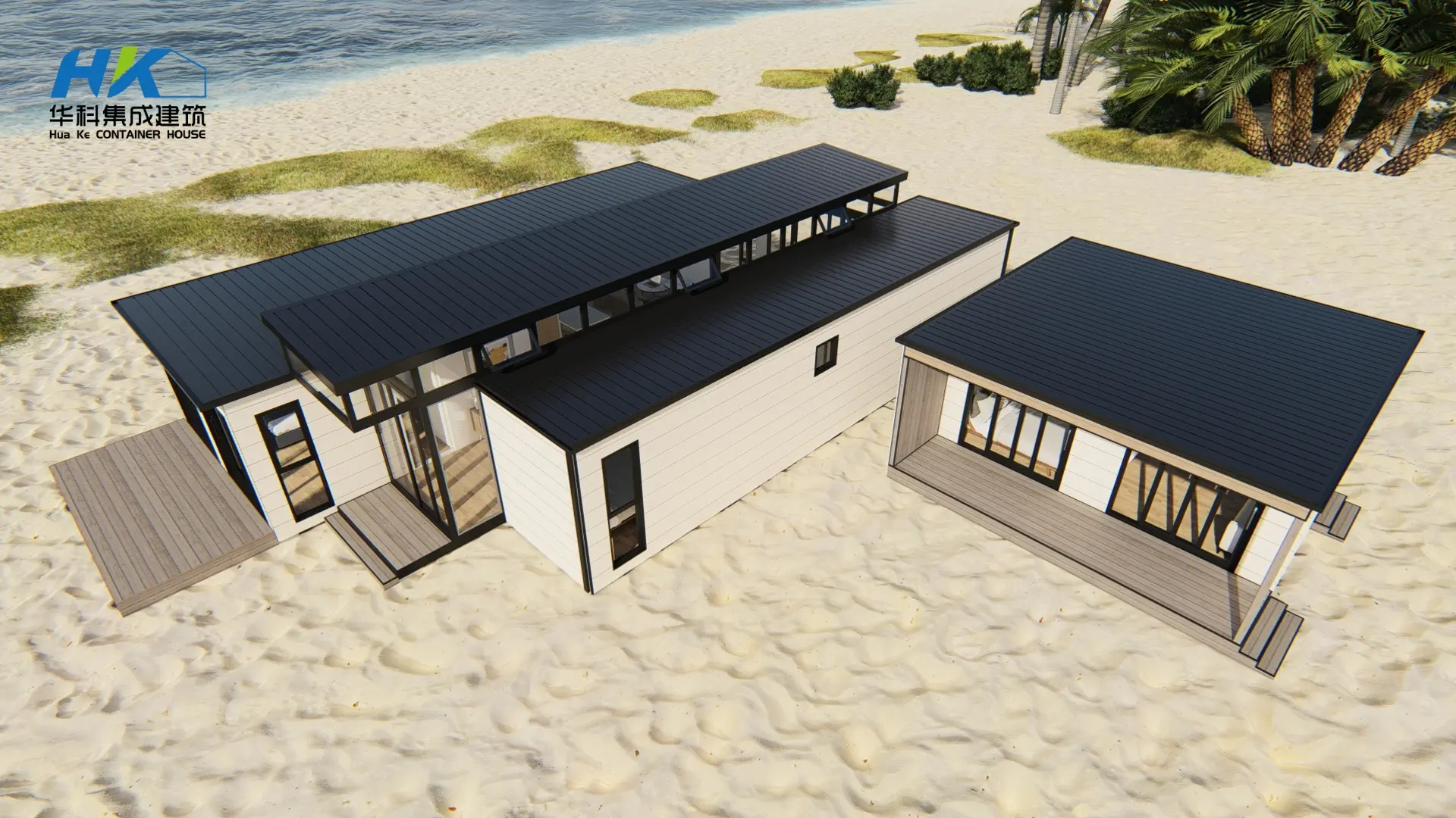 High-Quality Luxury 3 Bedrooms 40HQ Shipping Container Prefab Modular Villas with Granny house Product, Pricelist
