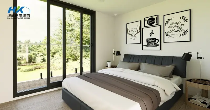 Tranquil bedroom decor container home