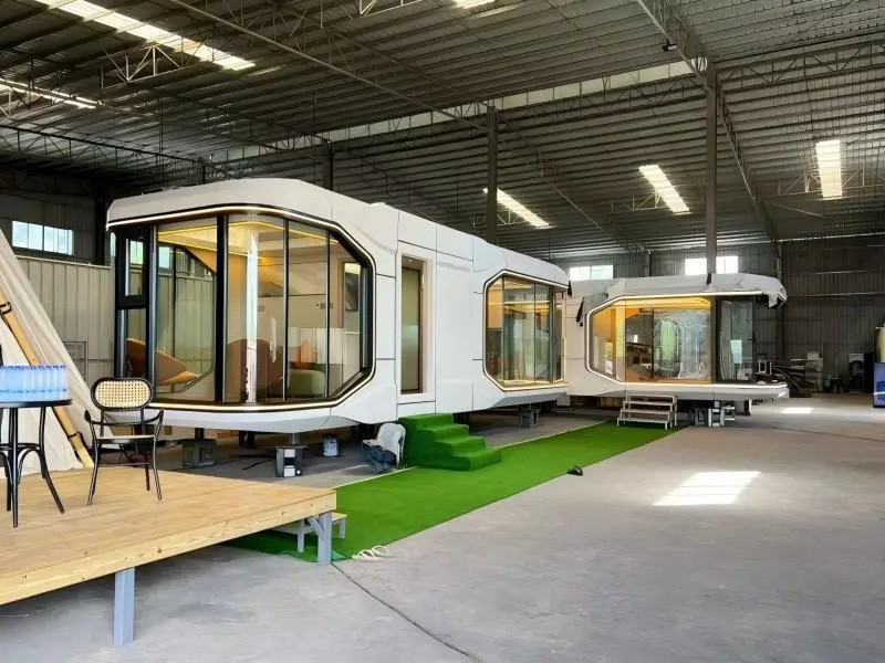 Luxury natural style prefab capsule house for resorts and permanent living