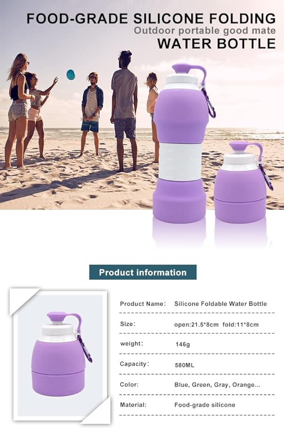 Portable Silicone Collapsible Water Bottle Foldable Sports Drinking Bottle Travel Ez16186