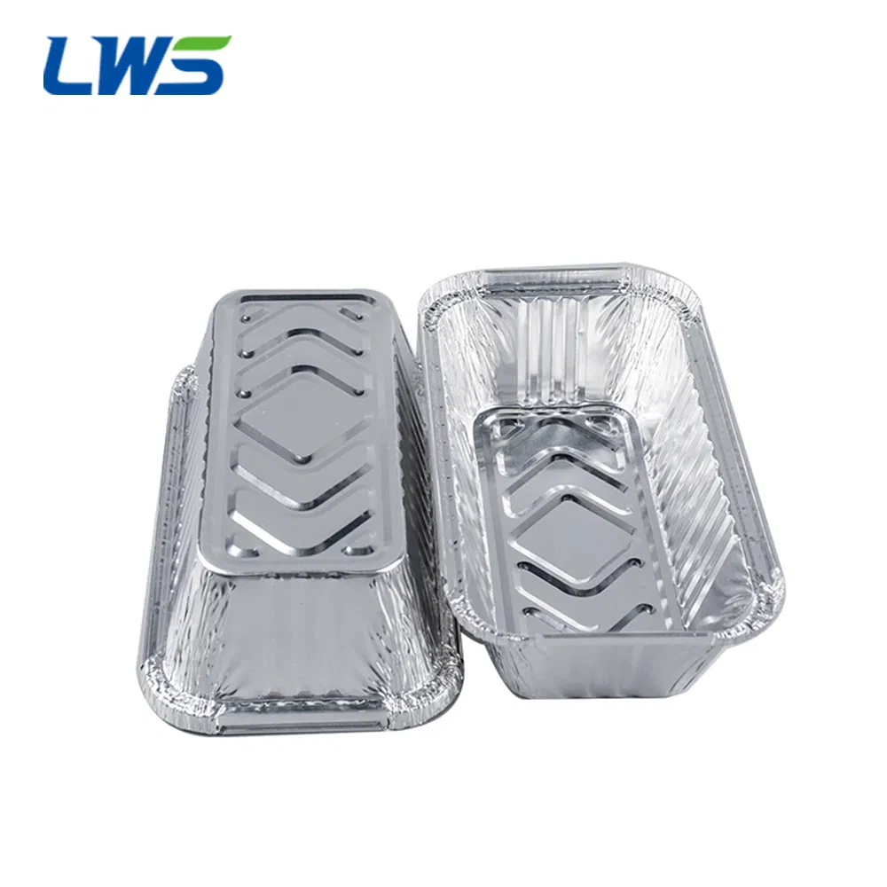 Oblong Silver Thermal Insulation Dispsable Aluminum Foil Lunch Container with Cover