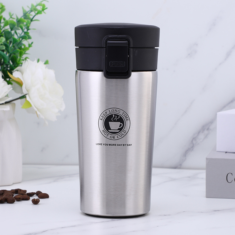 380ml 500ml Wholesale Portable Stainless Steel Insulated Coffee Travel Car Mug with Press Lid
