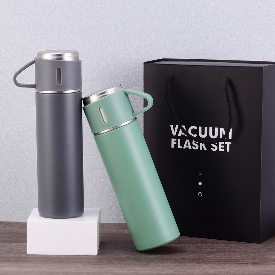 500ml 17oz 2022 Eco Friendly Stainless Steel Vacuum Thermos Insulated Water Bottle with 3 Lids