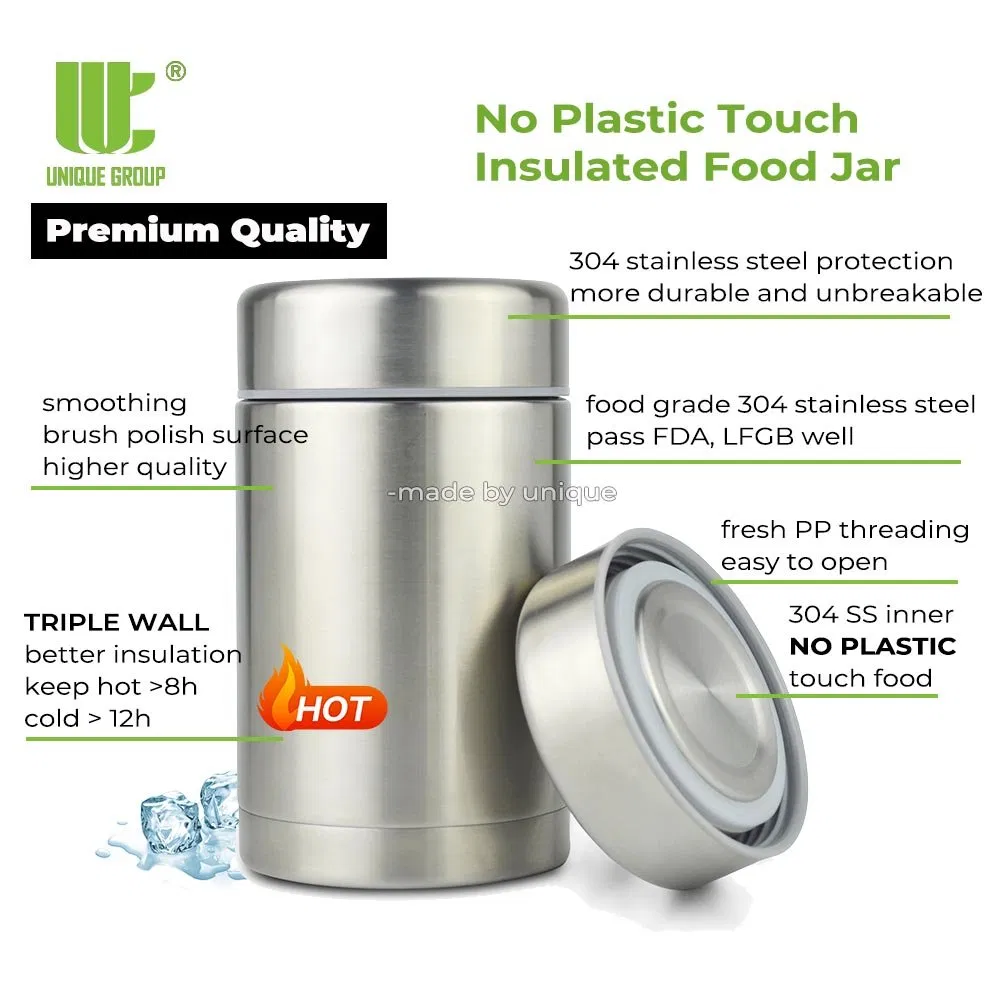 Vacuum Sealed Stainless Food Container Leakproof Thermal Container for Travel Lunch and Hot Meal OEM
