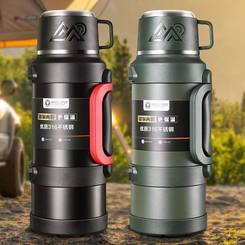 Large Portable 2500ml Stainless Steel Vacuum Insulated Flask Hot Cold Drink Bottle Flask for Adults for Travel Hiking Camping