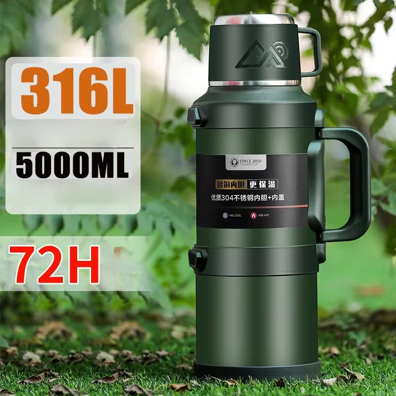 Large Portable 2500ml Stainless Steel Vacuum Insulated Flask Hot Cold Drink Bottle Flask for Adults for Travel Hiking Camping