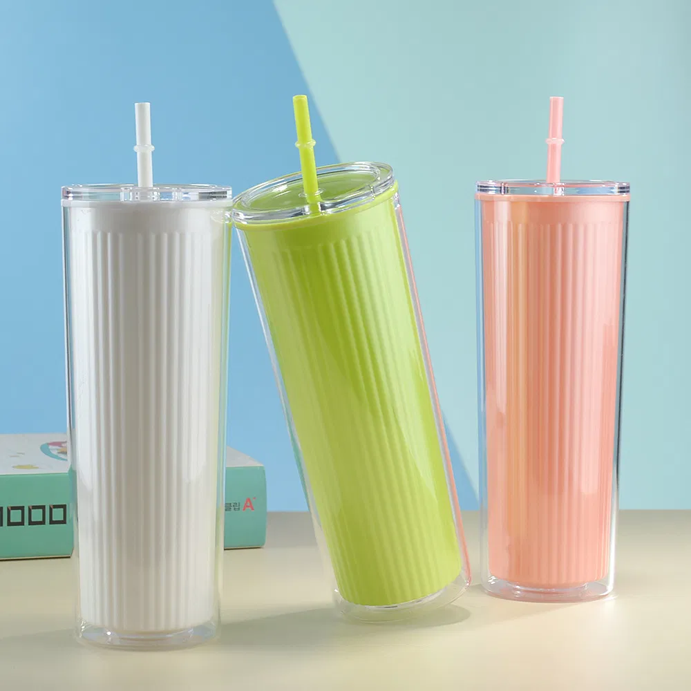 Simple Vertical Straight Cylinder Large Capacity Double Plastic Water Bottle