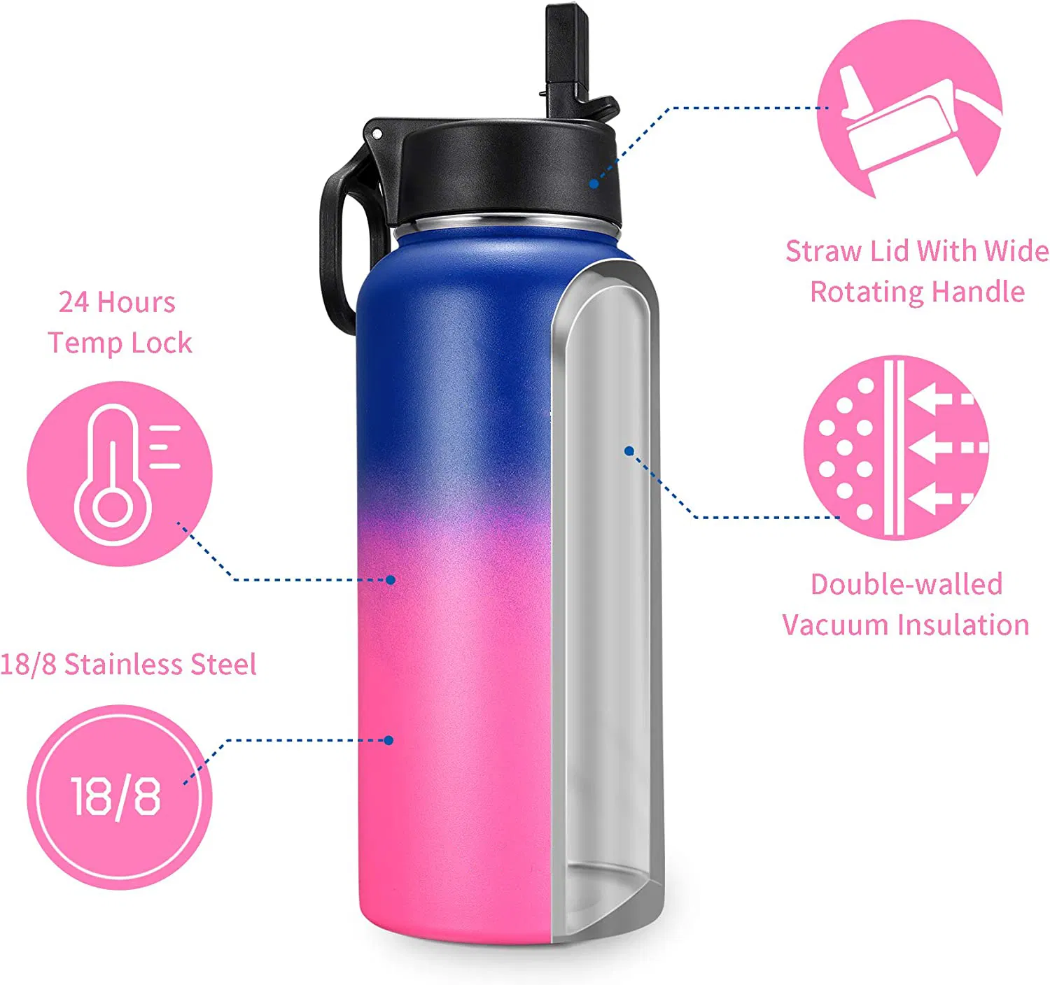 18/8 Stainless Steel Thermos Heat Insulated Coffee Cup Mug BPA Free Leak Proof Sports Reusable Double Wall Keep Hot Cold Vacuum Flask Water Bottle FDA LFGB