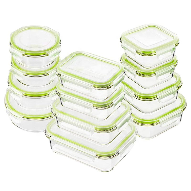 High Quality Lock Lid Glass Food Storage Containers Leakproof Microwave Safe Bento Lunch Box Oven Freezer Dishwasher Suitable Kitchen Meal Prep Containers