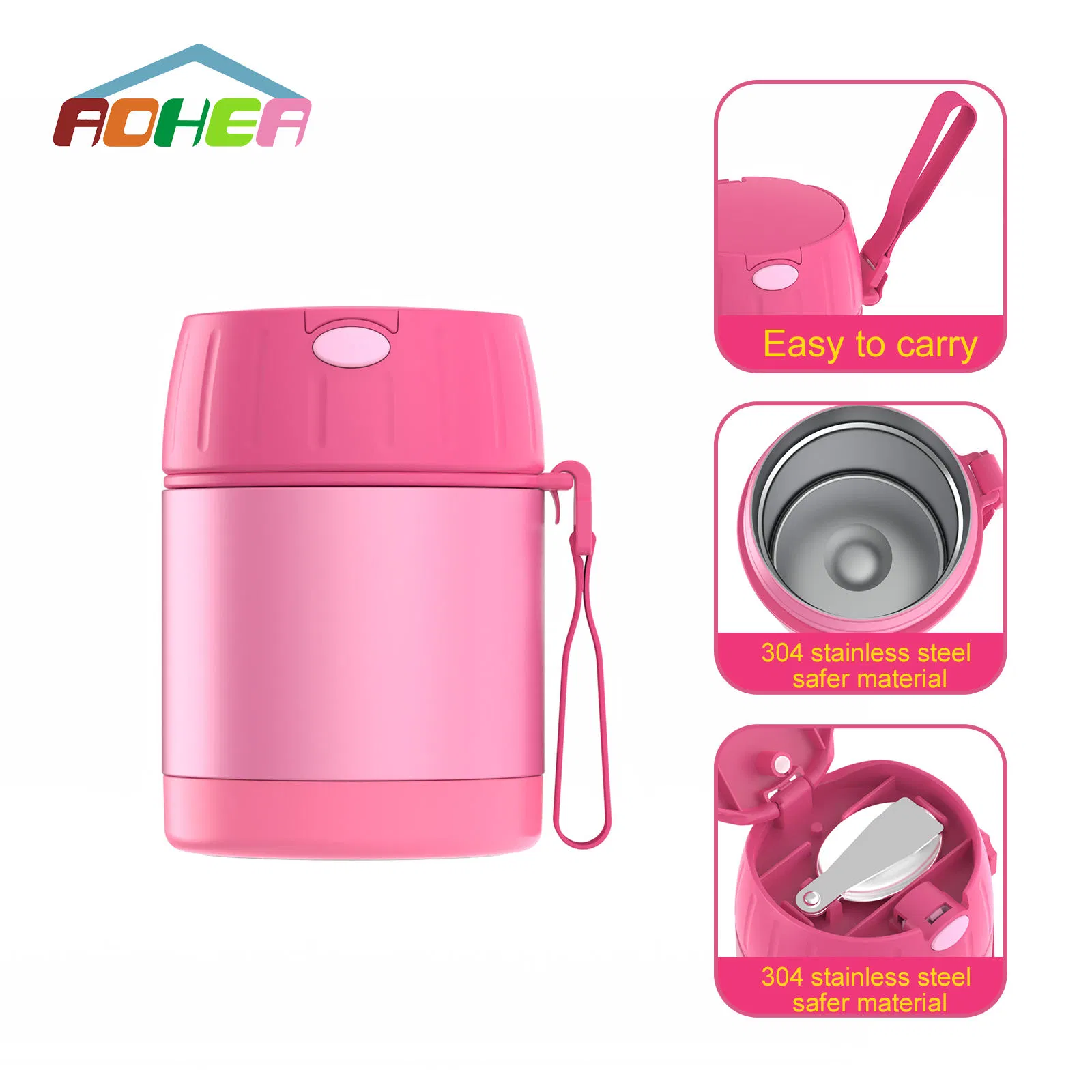 Deluxe BPA - Free 400ml Lightweight Insulated Food Jar, Offering 100% Leak - Proof Assurance, Cool Touch Body and a Sophisticated Portable Foldable Handle