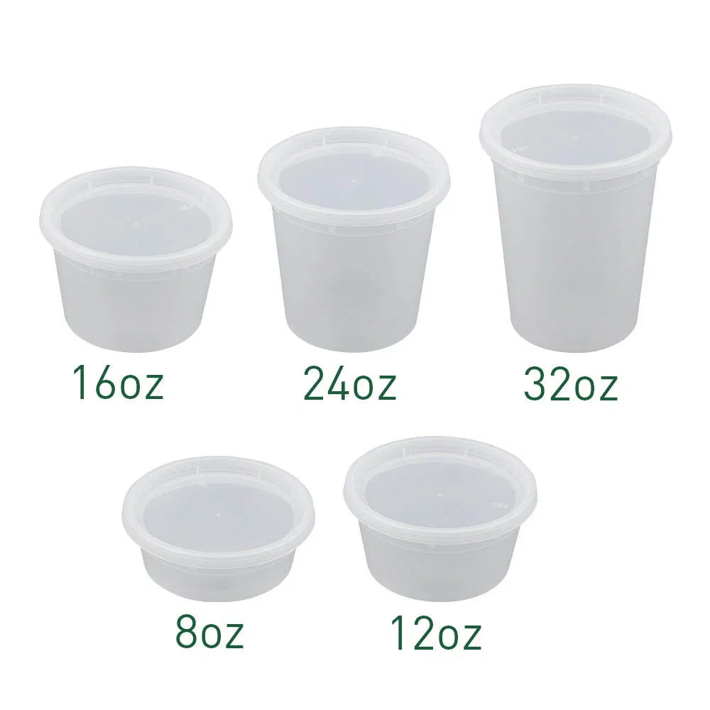 16/24/32oz Clear PP Soup Cup Deli Container Takeout Leakproof Disposable Food Storage Bowl with Lids