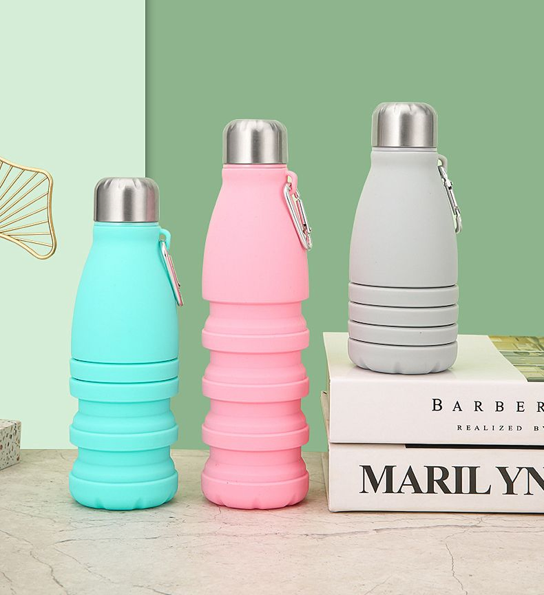 Cold Drinks Widemouth School Collapsible 550ml BPA Free Silicone Water Bottle