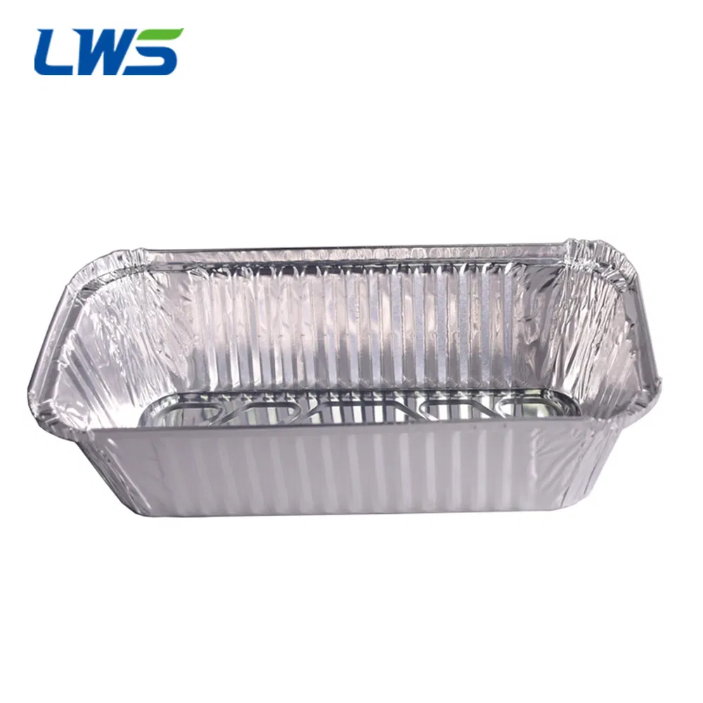 Oblong Silver Thermal Insulation Dispsable Aluminum Foil Lunch Container with Cover