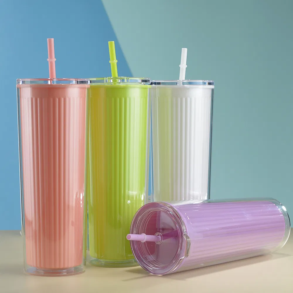 Simple Vertical Straight Cylinder Large Capacity Double Plastic Water Bottle