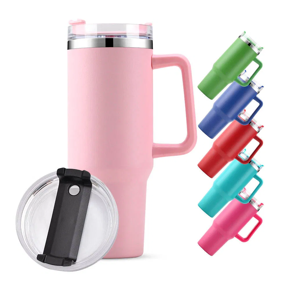 Wholesale Hot Sales Powder Coated Custom Imprint 40oz Stainless Steel Travel Mug Tumbler Vacuum Insulated Mug with Straw and Lid