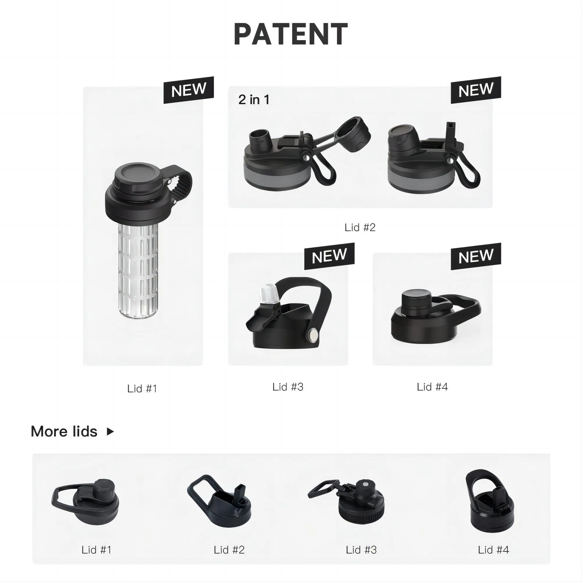 12oz, 18oz, 24oz, 32oz, 40oz Stainless Steel Wide Mouth Water Bottle Vacuum Insulated Water Bottle Double Wall Sports Flask with Lid