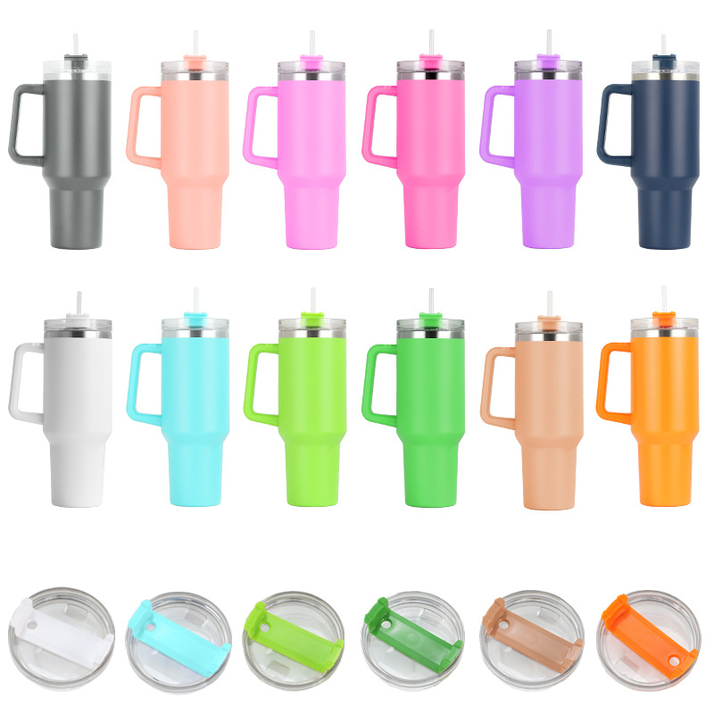 Stocked 40oz Personalized Double Wall Stainless Steel Coffee Travel Mug with Handle