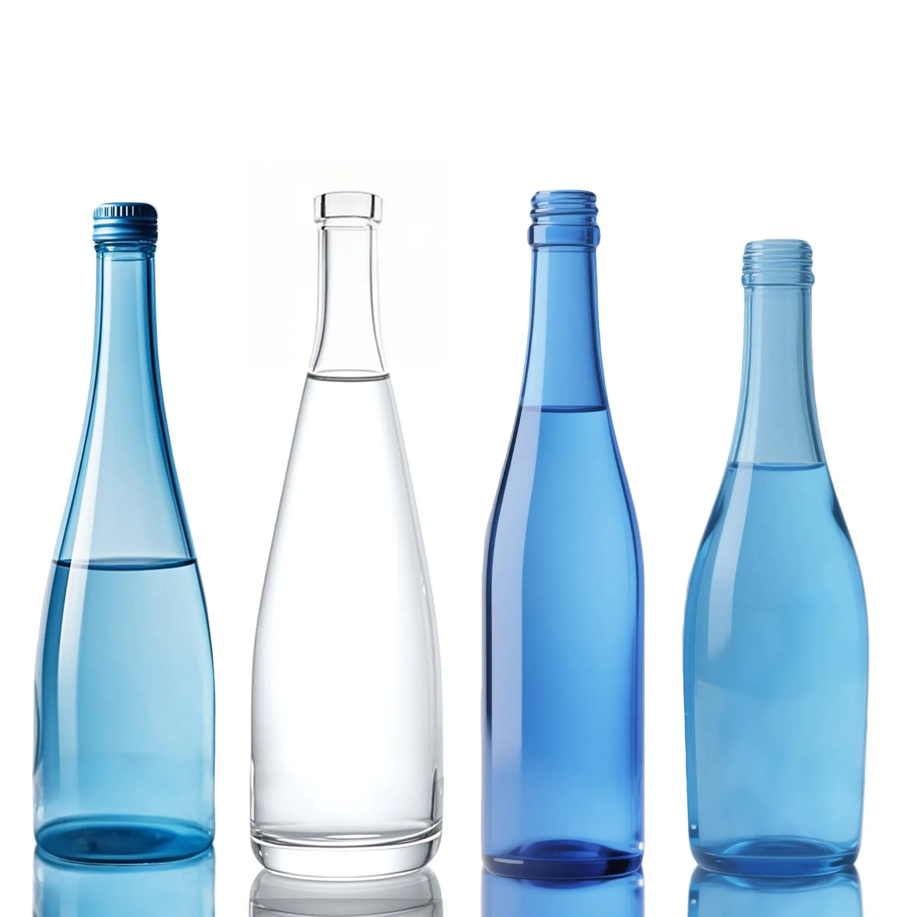 Wholesale 330ml 500ml 750 Ml 1L Luxury Water Glass Bottle Feast Wedding Juice Beverage Sparkling Soda Mineral Water Glass Bottle with Cork or Screw Cap