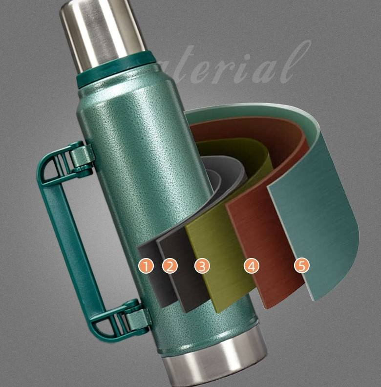 Double Wall Stainless Steel Large Capacity 1/1.4L Water Bottle Outdoor Travel Cup Thermos Vacuum Flask with Handle Lid