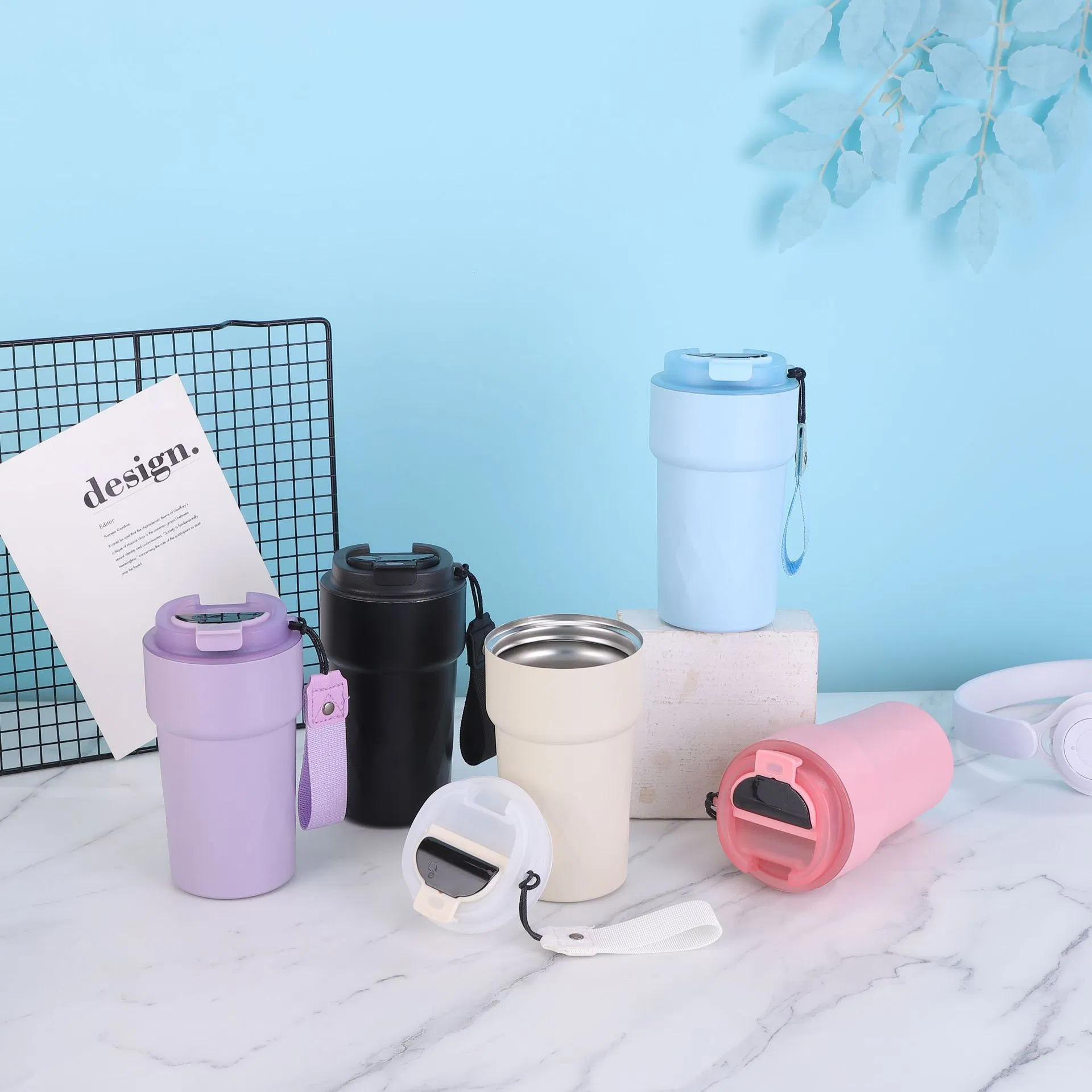 New Style 510ml Coffee Cup Vacuum Insulated Mug Water Bottle LED Touch Digital Display Temperature Inteligente Smart Tumbler with Screw Lid