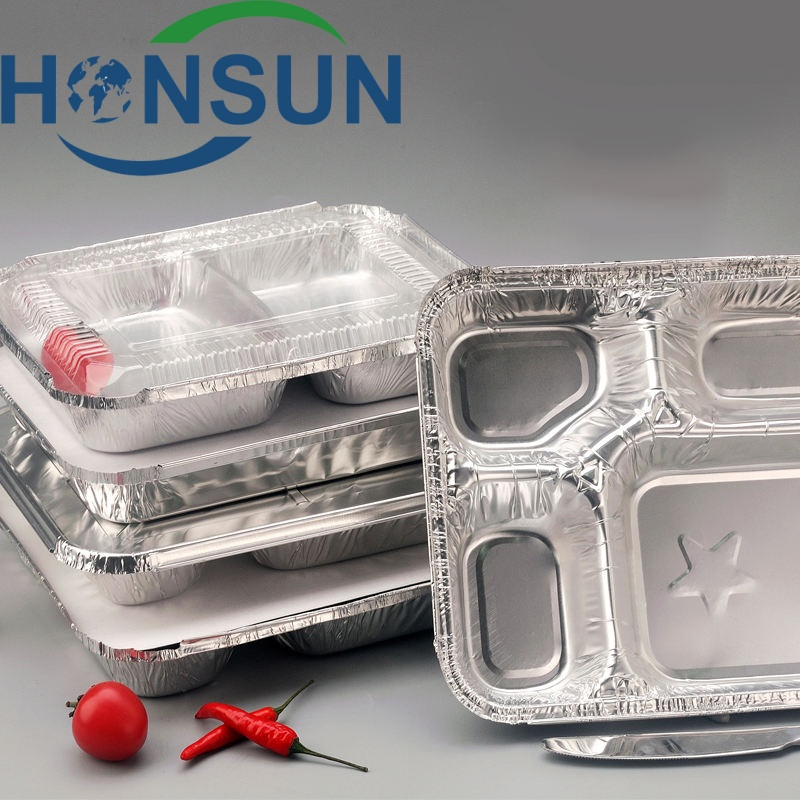 Disposable Leakproof Compartment Aluminum Foil Food Container
