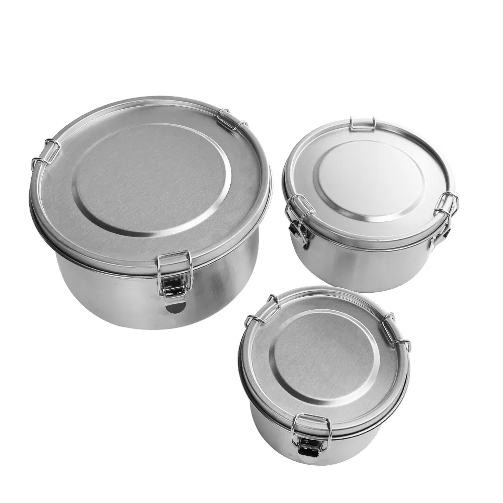 Wholesale 3PCS Set Leakproof Custom Picnic Stainless Steel 304 Round Shape Bento Food Container