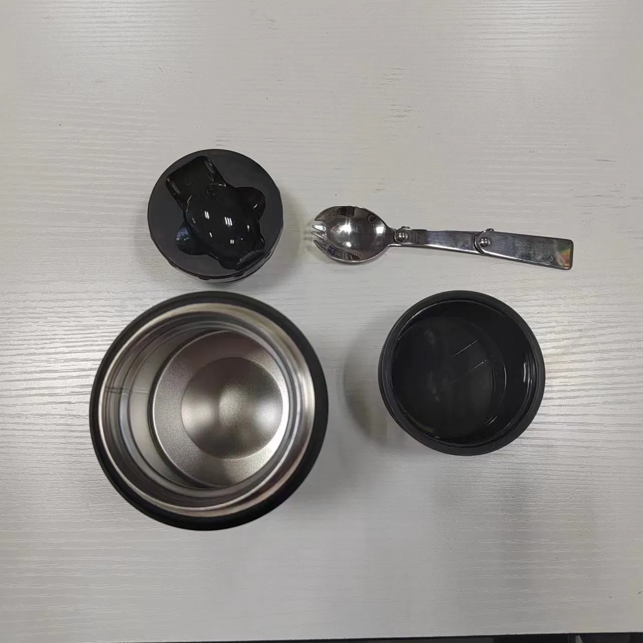 Kids Lunch Stainless Spoon Food Flask Jar School Double Wall Vacuum Thermal Food Container