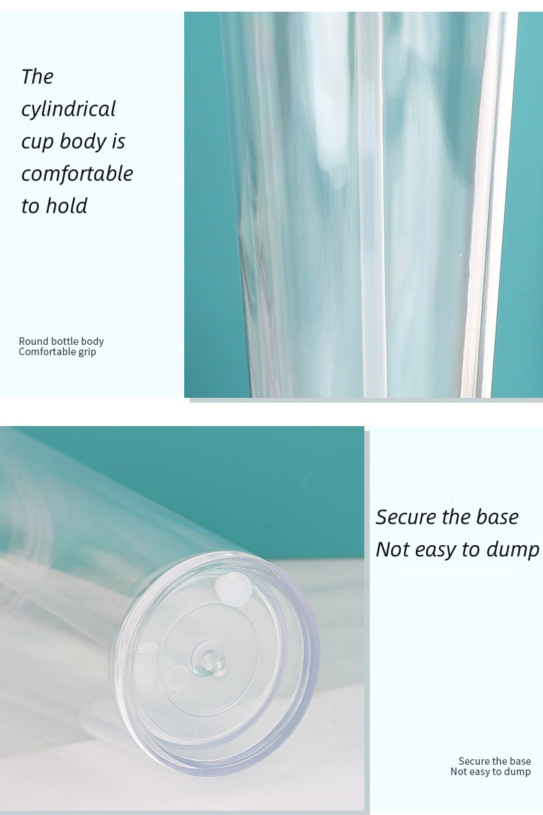 DIY Snowglobe Tumbler with Pre Drilled Hole 24 Oz Clear Acrylic Plastic Double Wall Tumbler Cup with Lid and Straw