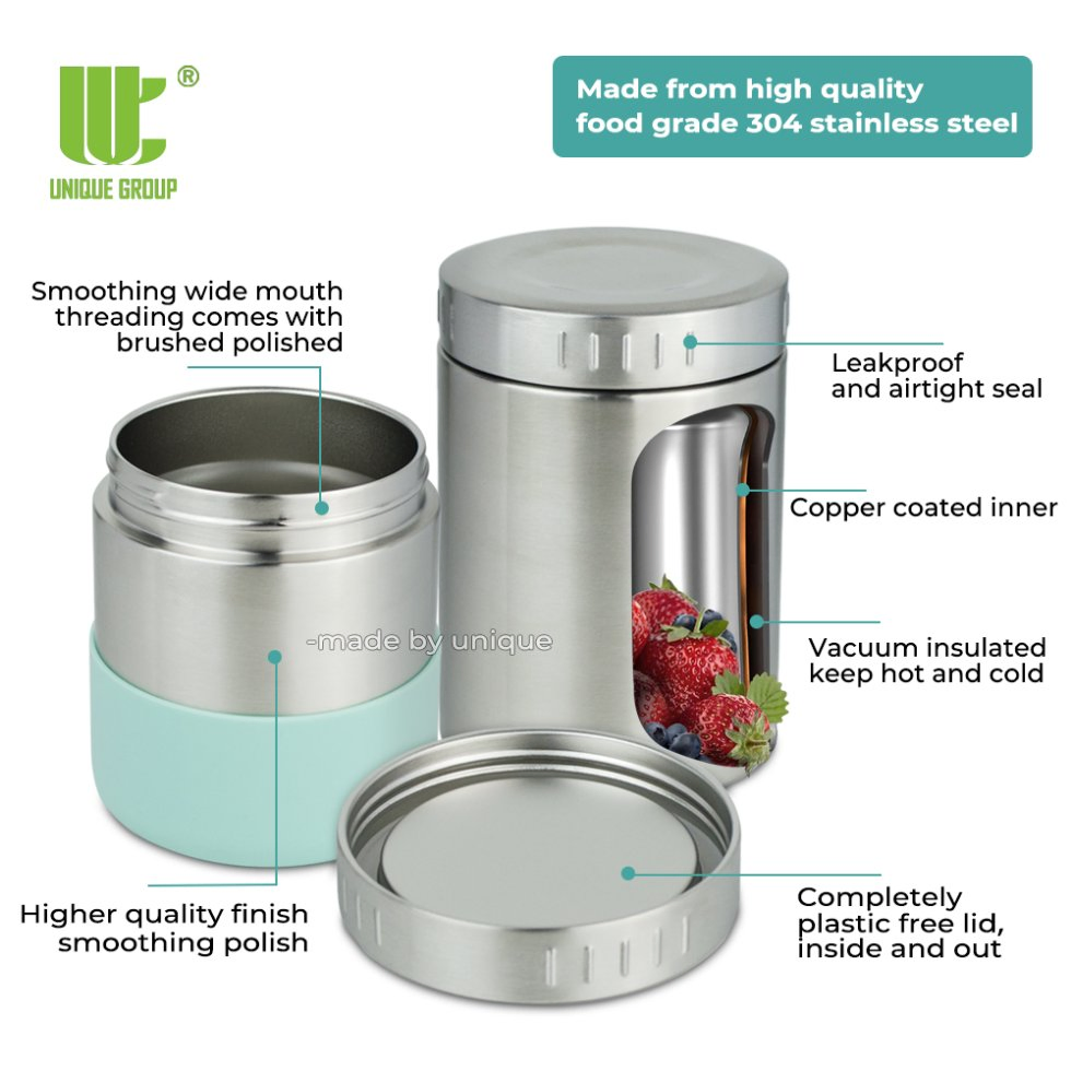Full Stainless Steel Insulated Food Jar Vacuum Leakproof Jar for Organic Meal Prep and Sustainable Home Use OEM
