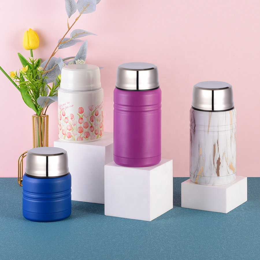 Eco Friendly Metal Wide Vacuum Storage Stainless Steel Thermos Food Graded Insulated Food Jar with Spoon