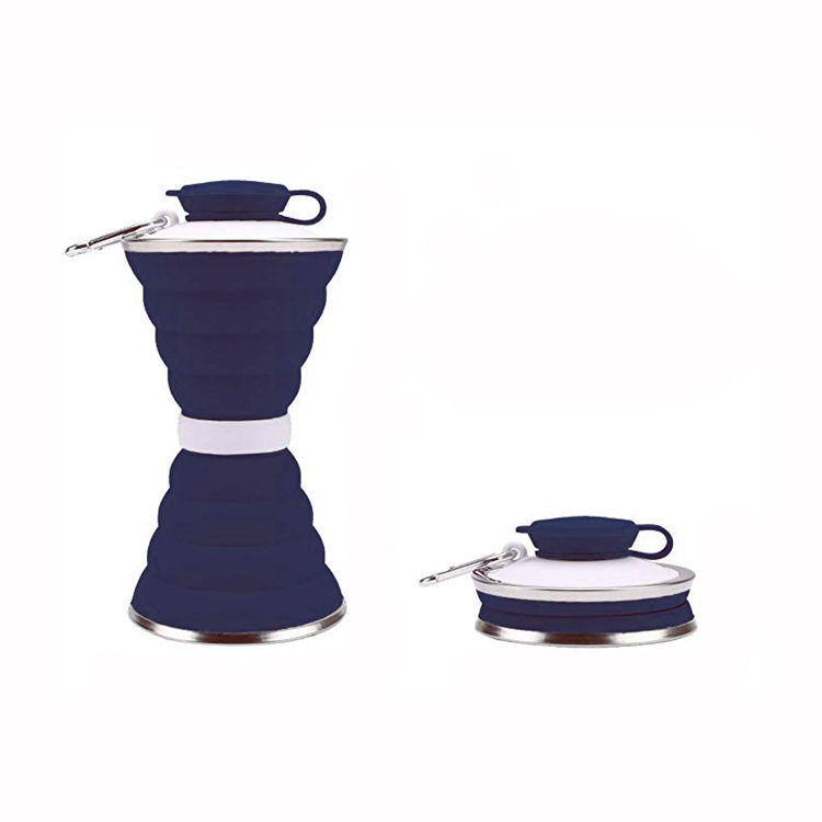 Eco Friendly 500ml Portable Travel Folding Sports Foldable Collapsible Silicone Water Bottle