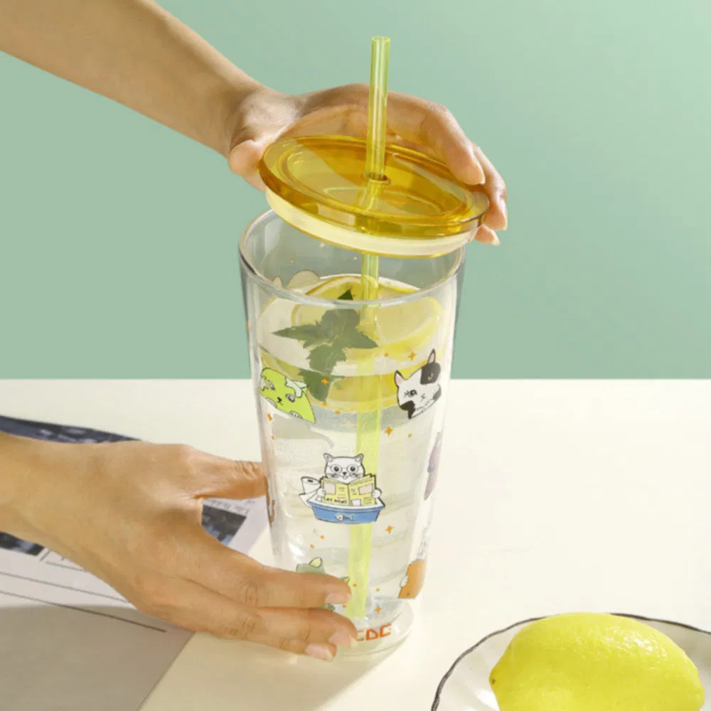 Portable Double Wall Glass Straw Tumbler for Dormitory Parties