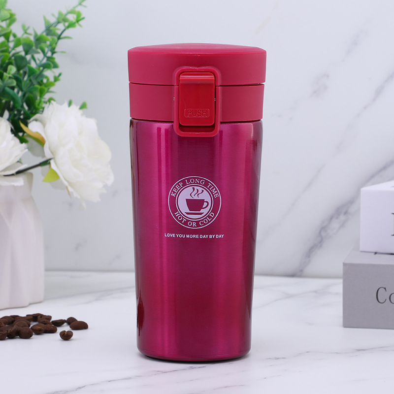 380ml 500ml Wholesale Portable Stainless Steel Insulated Coffee Travel Car Mug with Press Lid