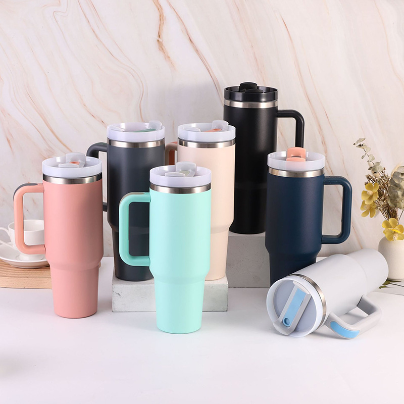 Double Wall 304 Stainless Steel Vacuum Tumblers Wholesale Bulk 40oz Vacuum Insulated Cups Handle Car Vacuum Mugs