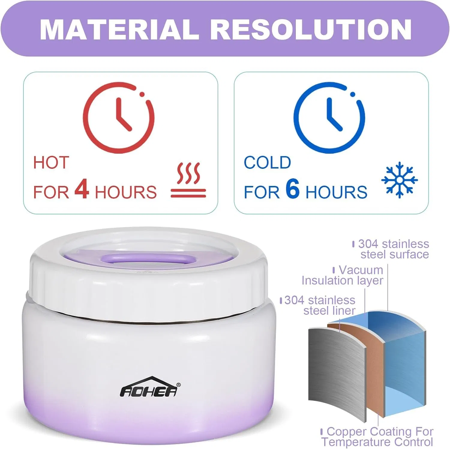 Aohea Insulated Food Jar Bento Lunch Box Set for Kids with Soup Leak Proof Lunch Container Kids Hot Food Jar and Insulated Lunch Bag with Spoon