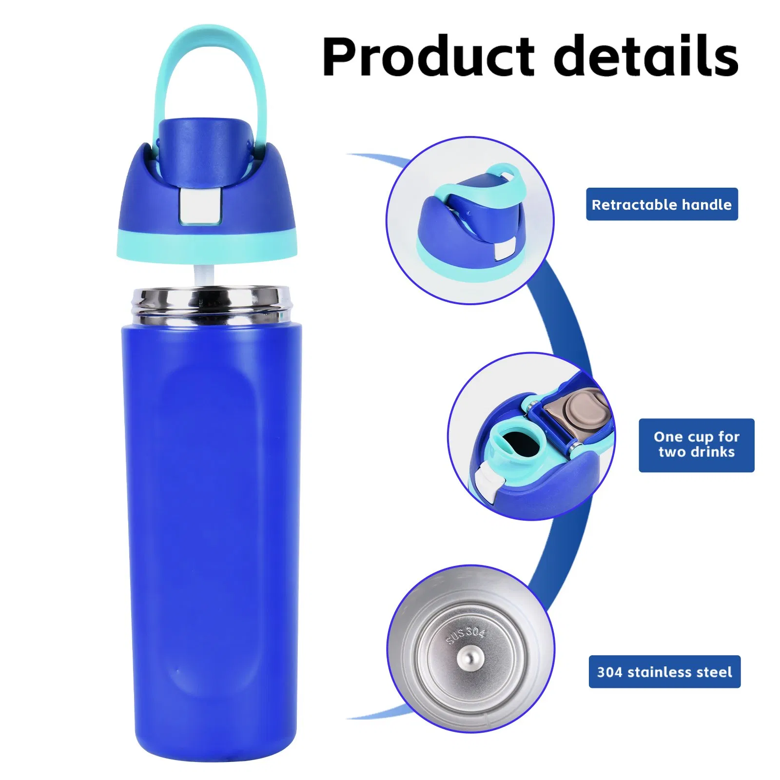 Aohea Eco-Friendly BPA Free Thermal Vacuum Stainless Steel Insulated Water Bottle with Lid