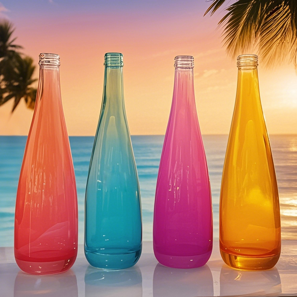 Premium Factory Wholesale 330ml 500ml 750ml Drop Shaped Water Bottle Luxury Liquor Mineral Sparkling Carbonated Beverage Juice Glass Bottle with Screw Cap Cork