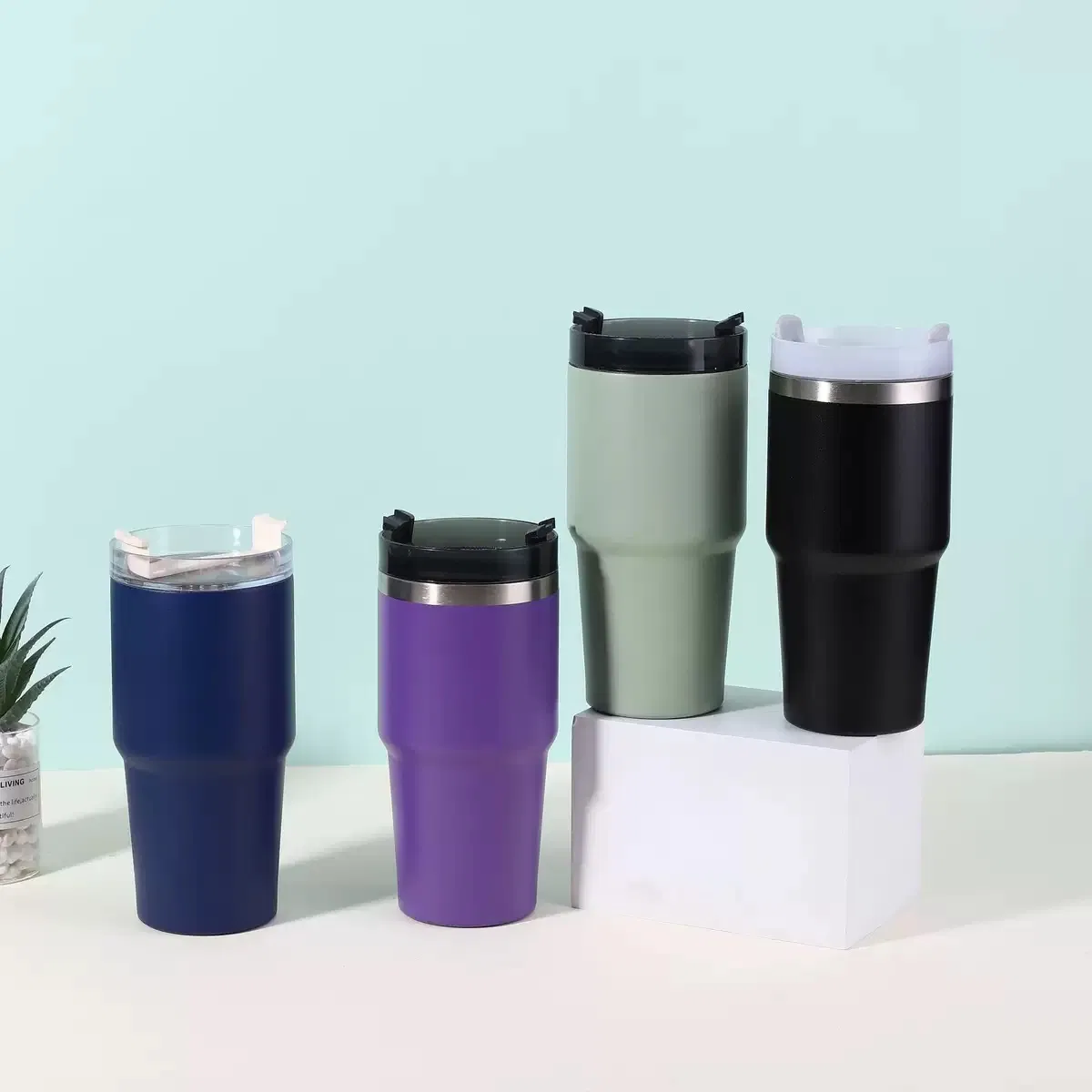 20oz Promotional Travel Mug Wholesale Double Wall Stainless Steel Tumbler with Lid and Straw